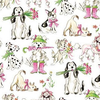 Handpainted Pink Tail Waggers Wrapping Paper