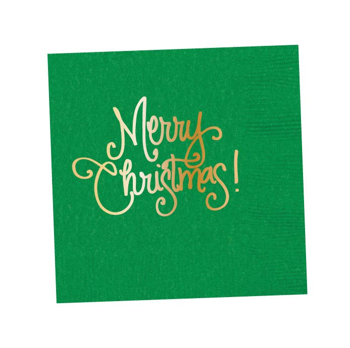 Napkins - Merry Christmas (4 colors): Festive Green