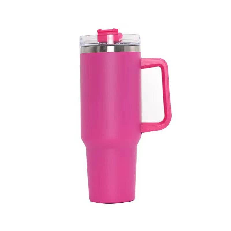 40oz STAINLESS STEEL TUMBLER HANDLE AND STRAW