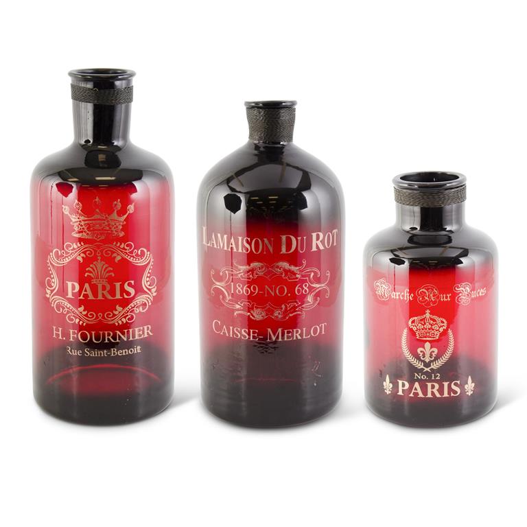 Red Transparent Bottle Vases