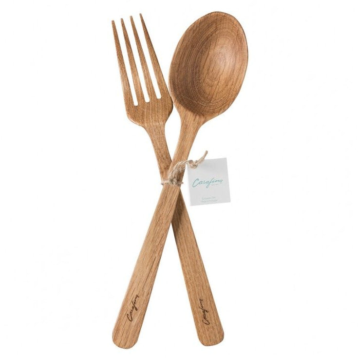 Oak Wood Spoon and Fork Set