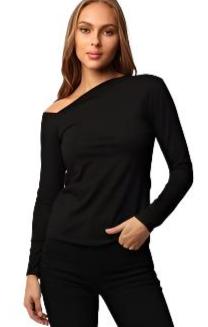 Black Honor Exposed Shoulder Top