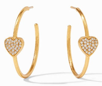 Julie Vos Heart Hoop Gold Pave CZ