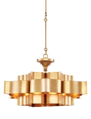 Large Grand Lotus Gold Chandelier