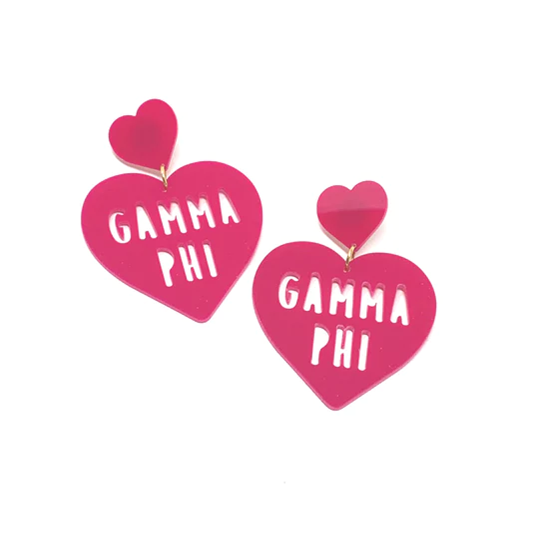 Sorority Heart Shaped Earrings
