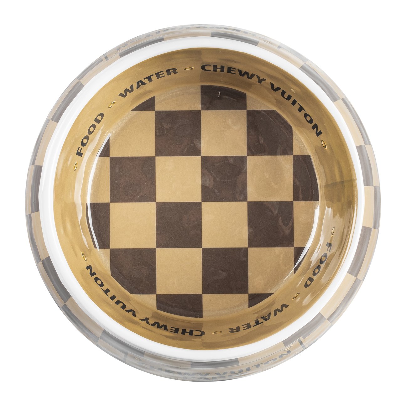 Chewy Vuiton Checkered Bowl