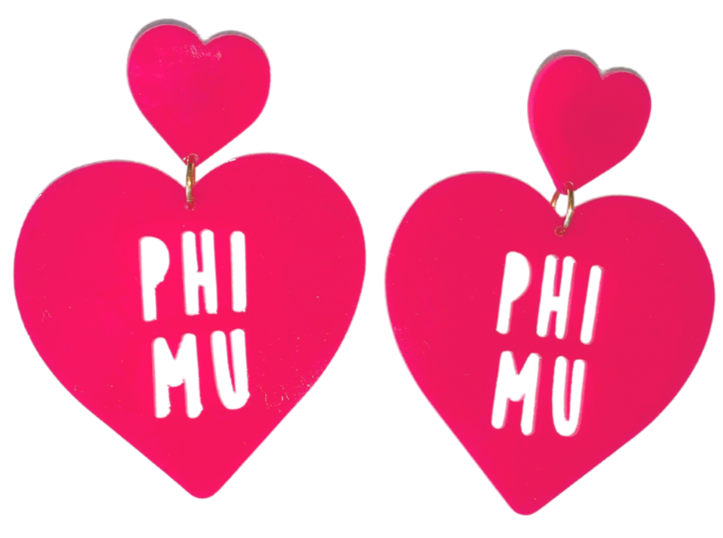 Sorority Heart Shaped Earrings
