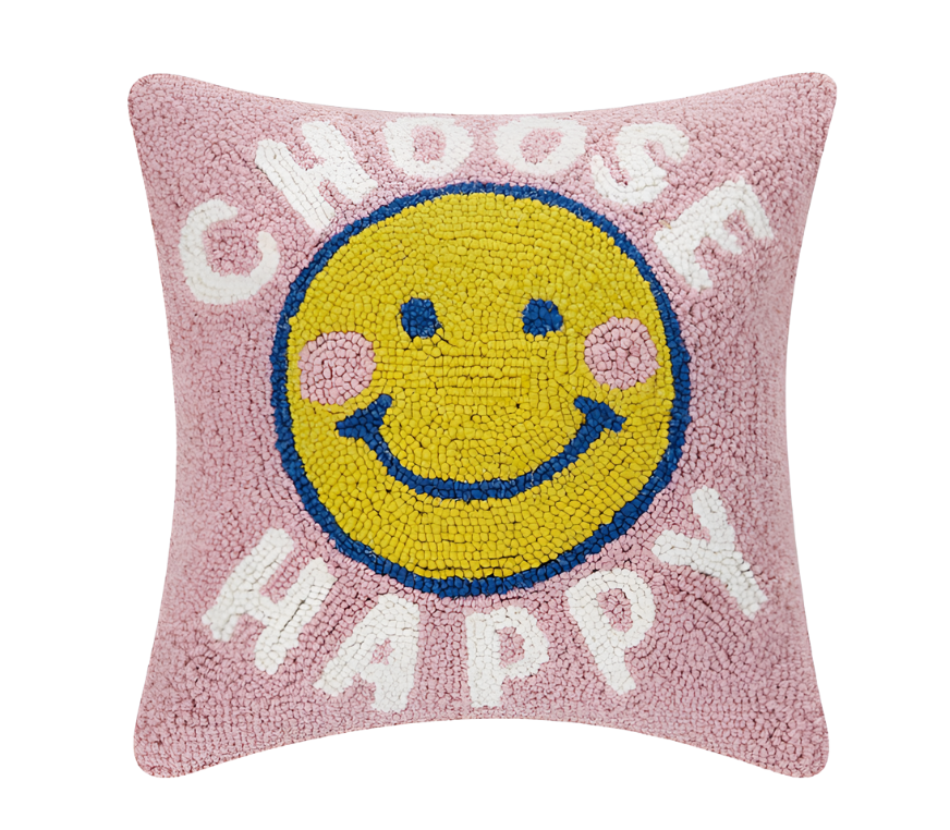 Choose Happy Hook Pillow