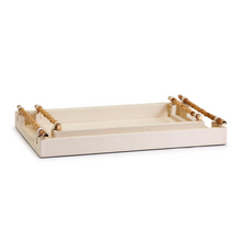 Load image into Gallery viewer, Cream Decorative Rectangle Trays With Bamboo Handles
