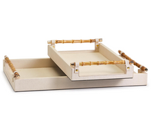 Load image into Gallery viewer, Cream Decorative Rectangle Trays With Bamboo Handles
