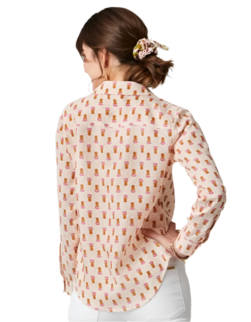 Lois Buttonfront Shirt Woodblock Floral Dot