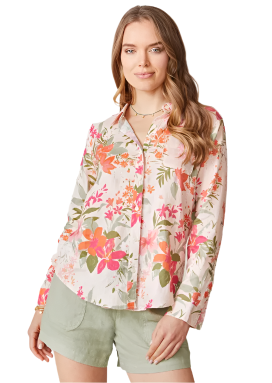 Callie Linen Shirt Tropical Floral