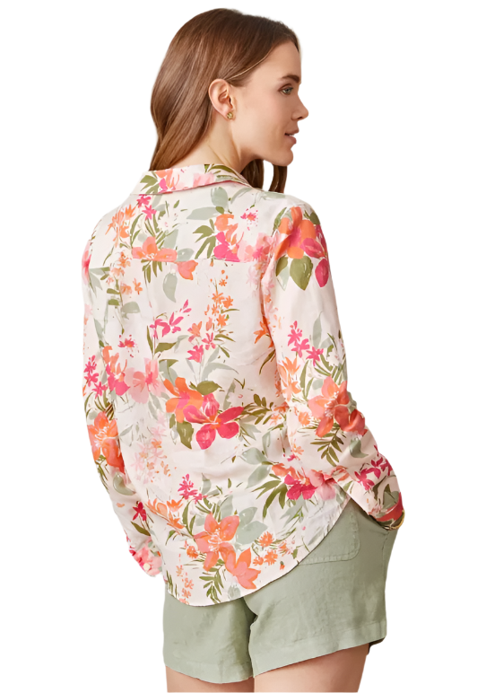Callie Linen Shirt Tropical Floral