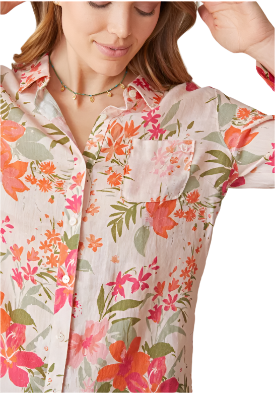 Callie Linen Shirt Tropical Floral