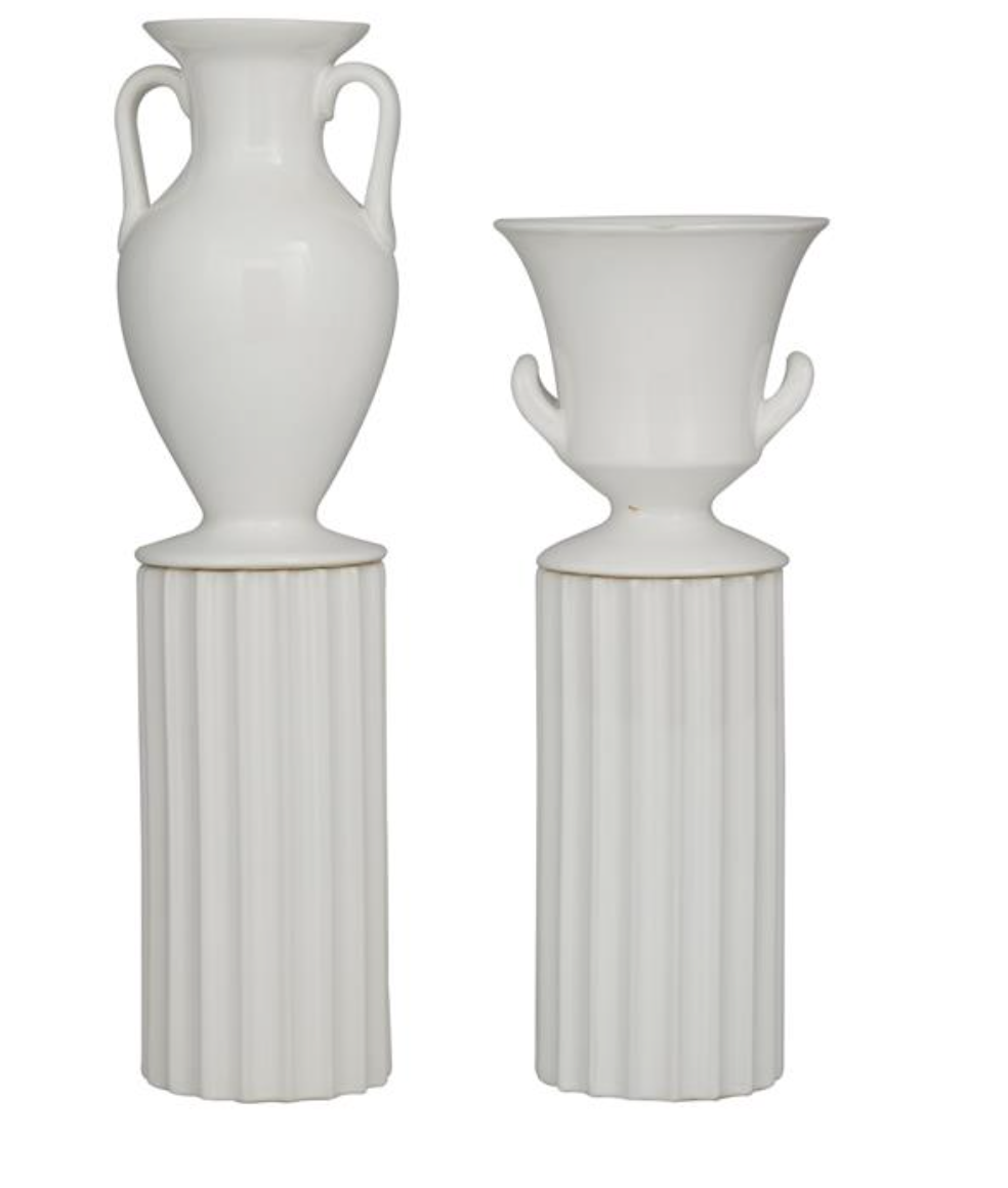 Set of 2 White Porcelain Transitional Vase