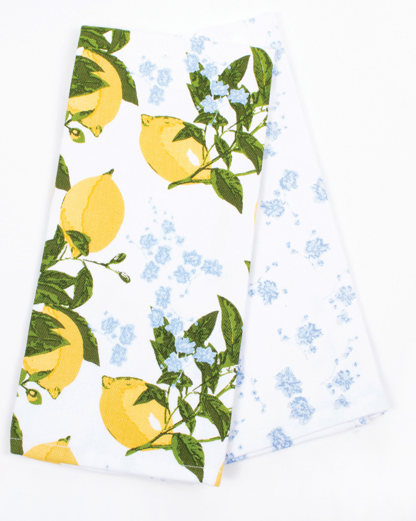 Floral Lemon Kitchen Towel 2 PC Set