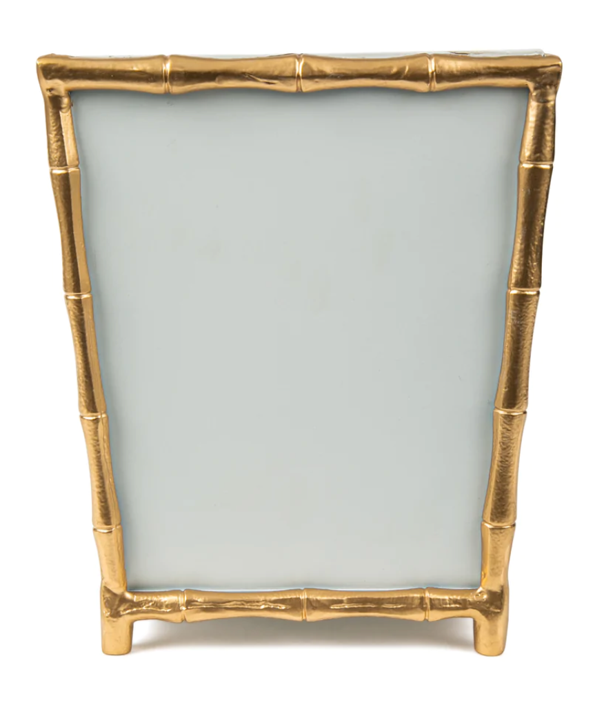White Gold Accented Square Wastebasket