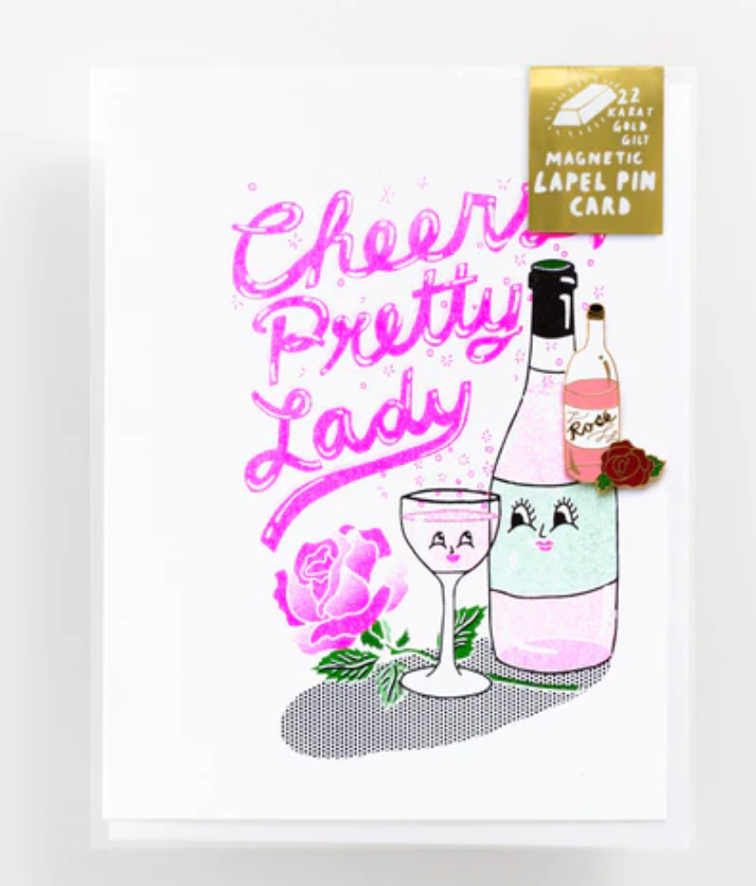 Cheers Pretty Lady Lapel Pin Card