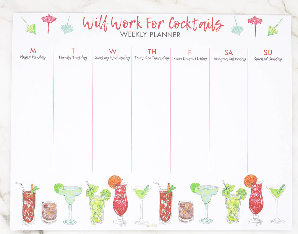 Cocktails Weekly Planner