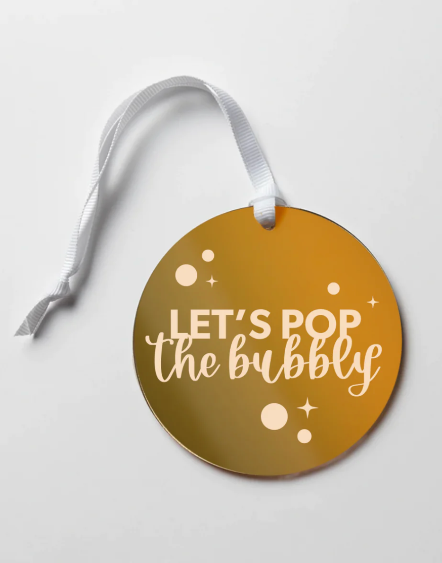 Let's Pop the Bubbly Wine Bottle Tag