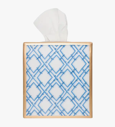 Cane Enameled Tissue Box Cover