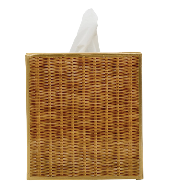 Rattan Enameled Tissue Box Cover
