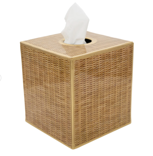 Rattan Enameled Tissue Box Cover