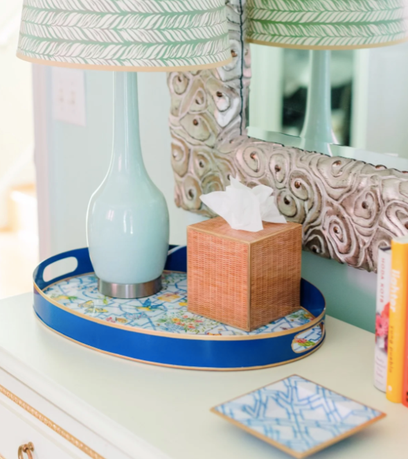 Rattan Enameled Tissue Box Cover