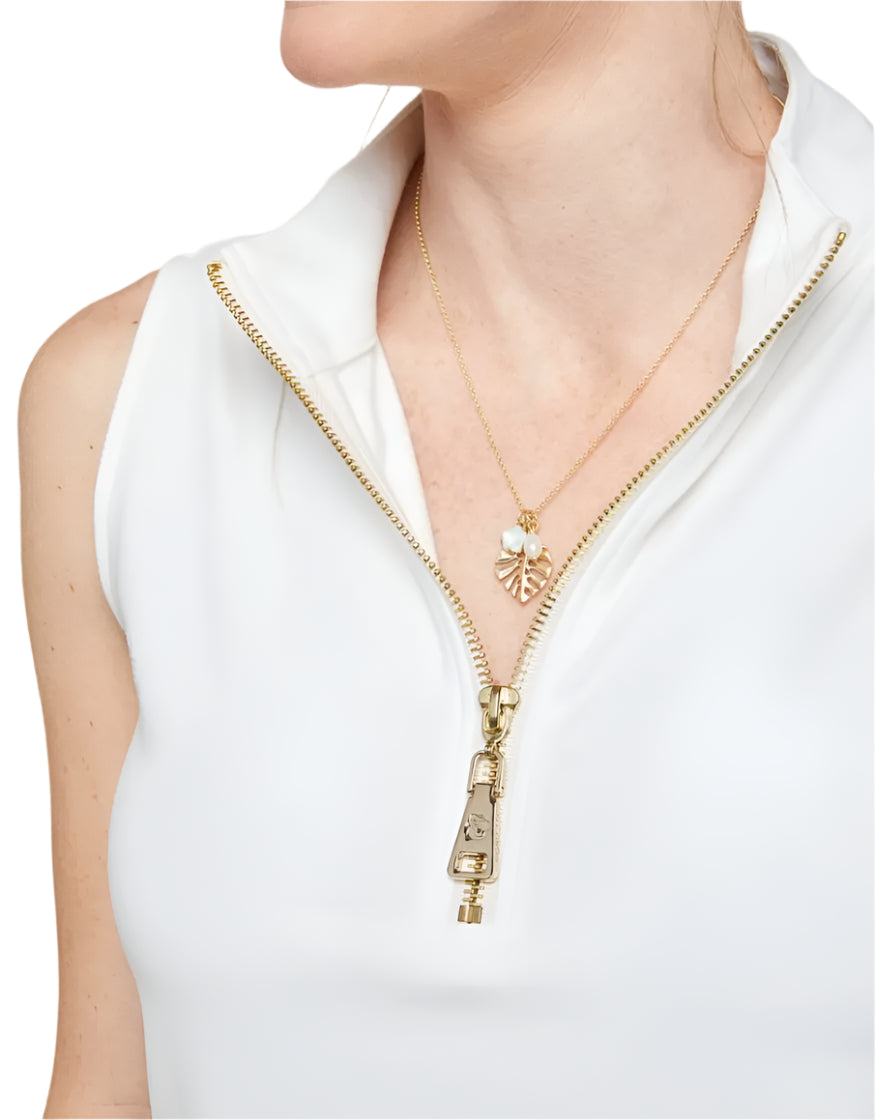 White Serena Half Zip Top