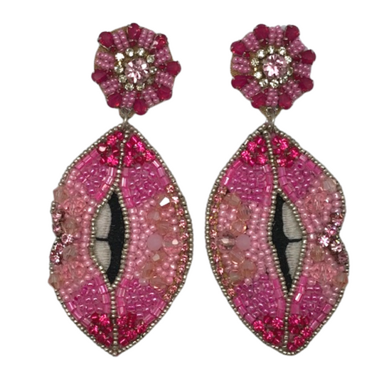 Allie Beads Beaded Lips Earrings