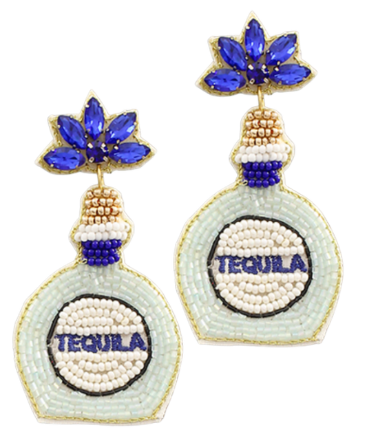 Tequila Blue Bottle Earrings