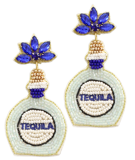 Tequila Blue Bottle Earrings