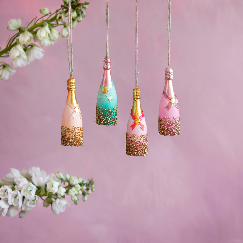 Glitterville Champagne Bottle Ornament-Resin