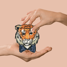 Load image into Gallery viewer, Vinyl Sticker Tiger Wearing a Bow Tie
