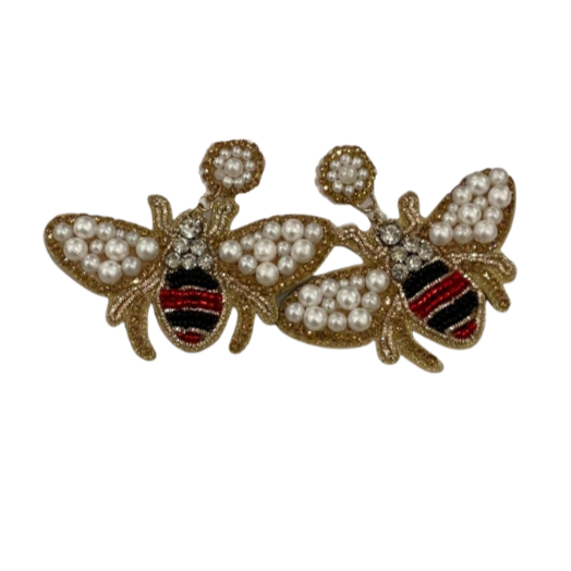 Bee Earrings Pearl Wing