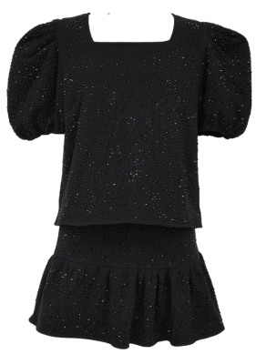 Queen Of Sparkles Black Rhinestone Skirt