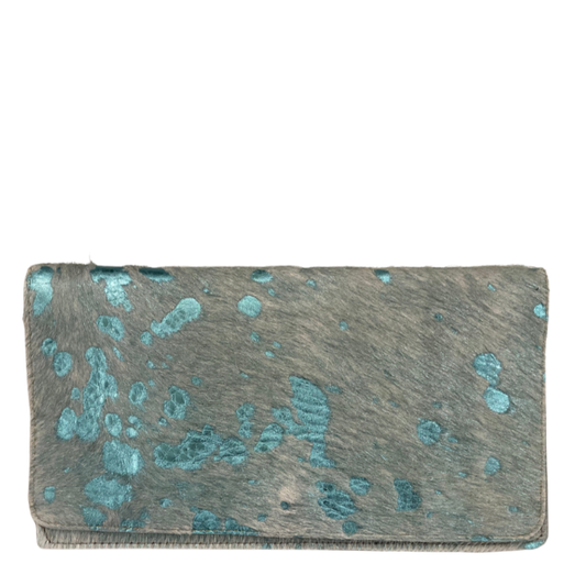 Metallic Blue Cowhide Clutch