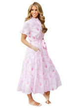 Load image into Gallery viewer, Pink + White  Button Up Midi Dress
