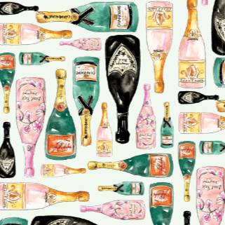 Handpainted Champagne Bottles Pattern Wrapping Paper