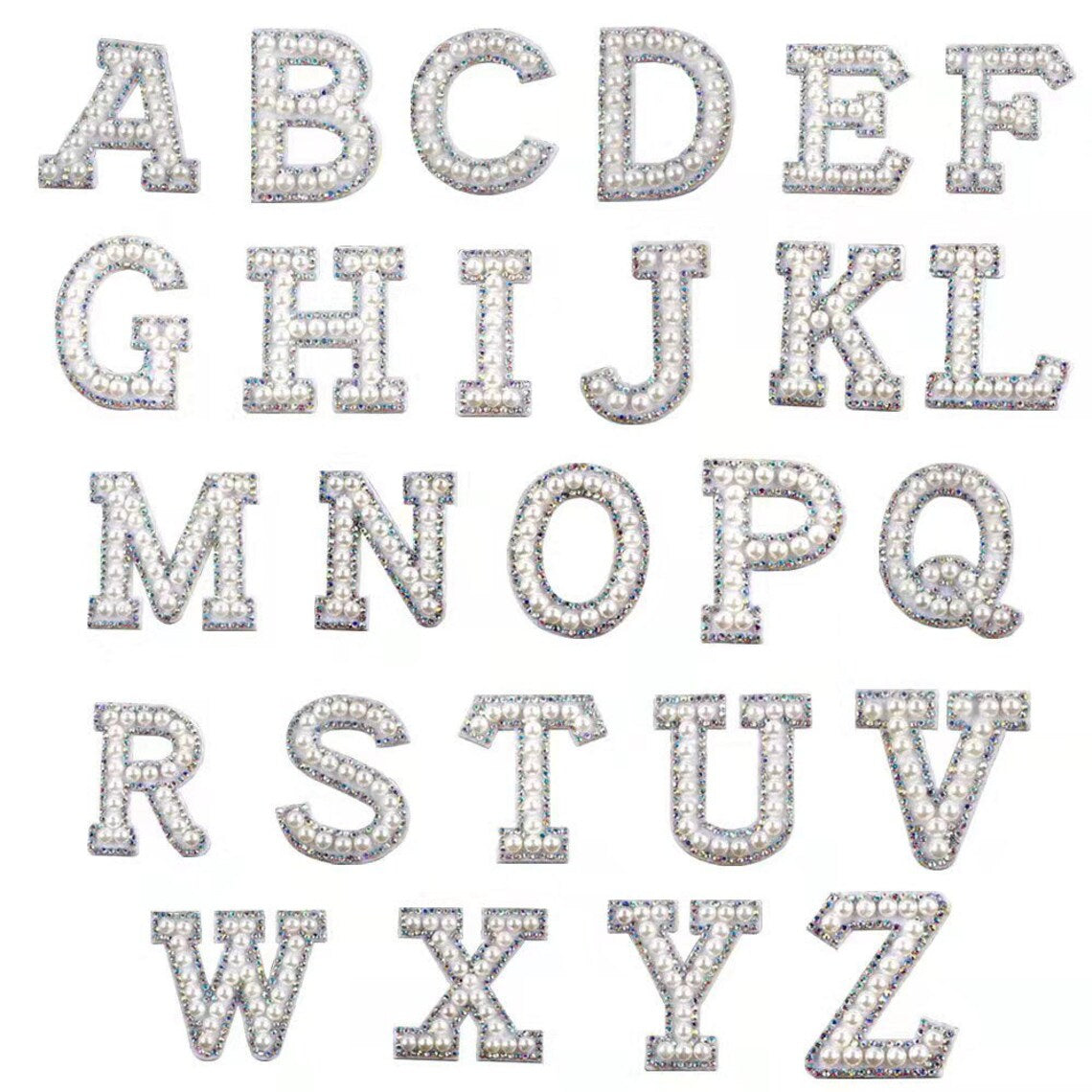 Letter Patches: Pearl & Rhinestone