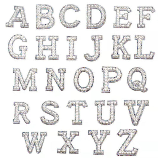 Letter Patches: Pearl & Rhinestone