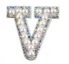 Letter Patches: Pearl & Rhinestone