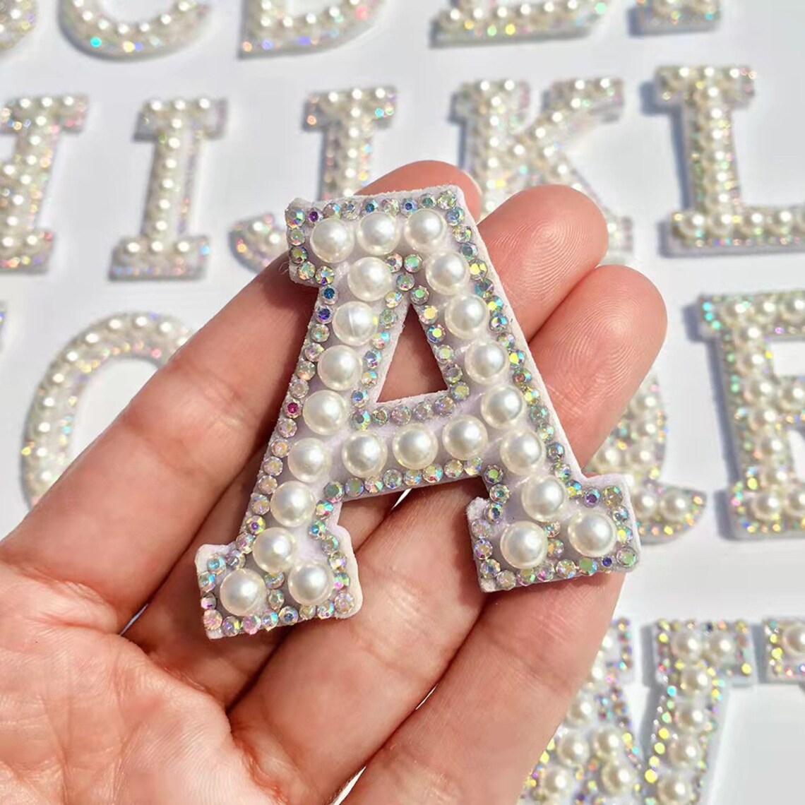 Letter Patches: Pearl & Rhinestone