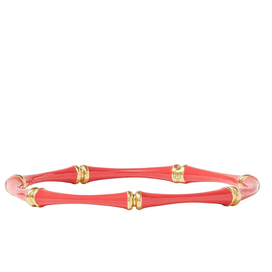 Julie Vos Bamboo Bangle Gold Coral Enamel Medium