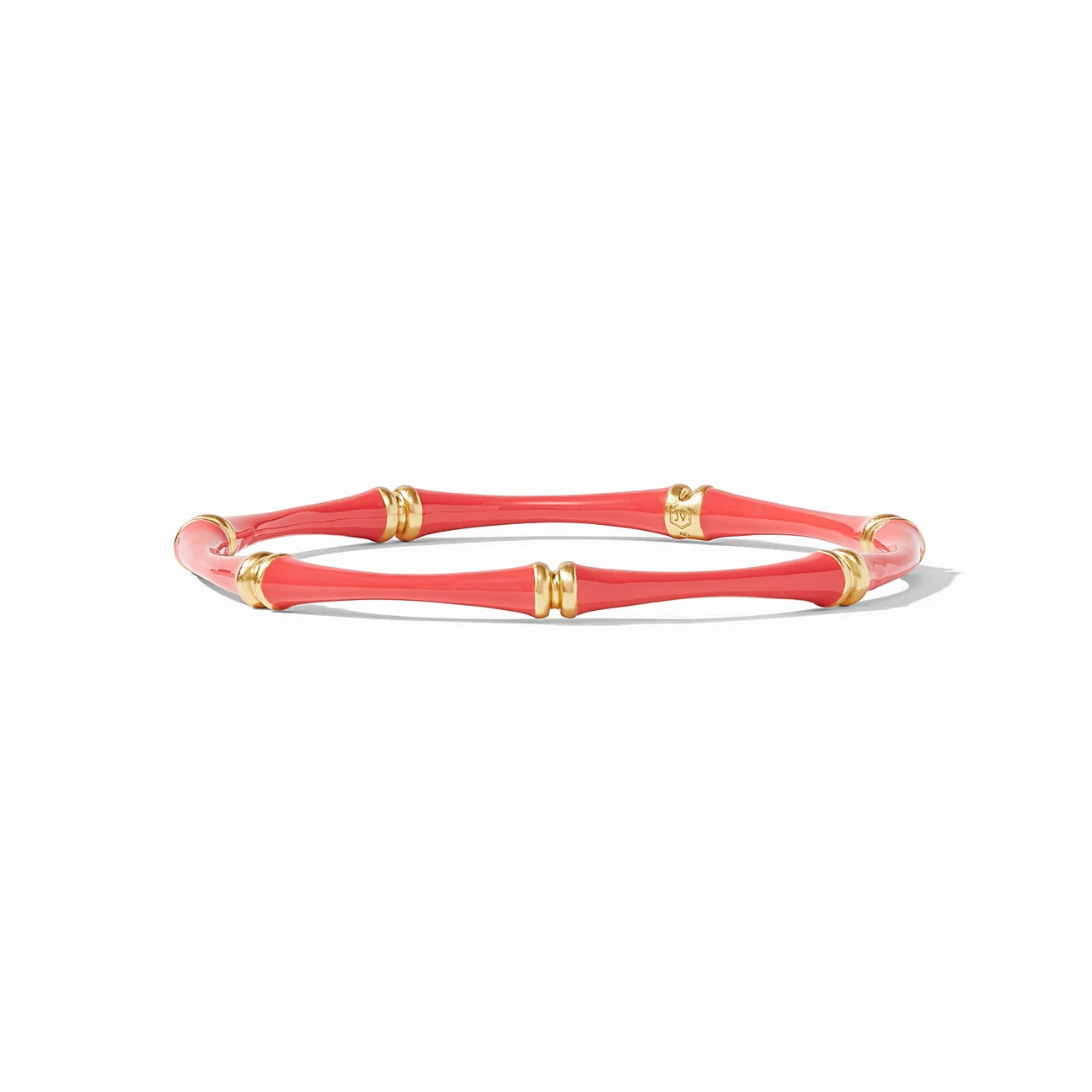 Julie Vos Bamboo Bangle Gold Coral Enamel Medium