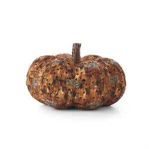 8" Orange & Brown Pumpkin with Twig Stem