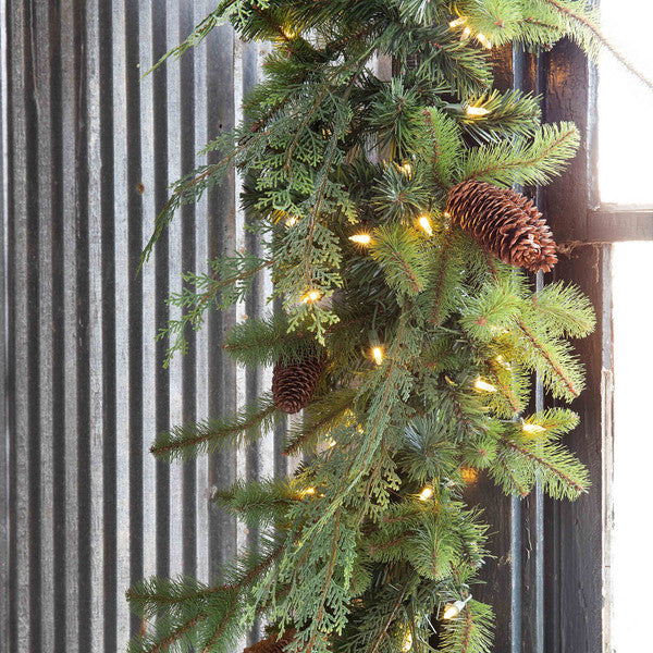 Mixed Evergreen Garland with LED lights