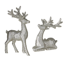Load image into Gallery viewer, Silver Glitter Deer Ornament
