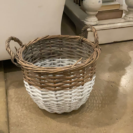 Natural & White Wicker Basket