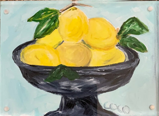 Lemons Painting in Acrylic Frame